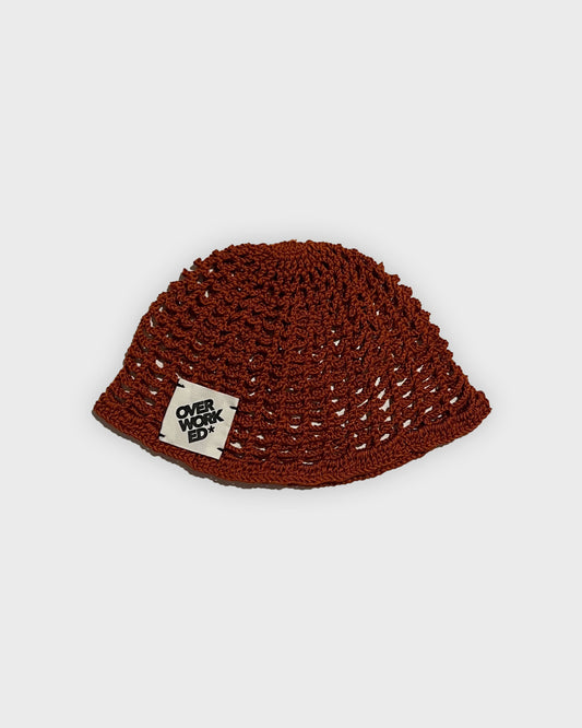 CROCHET COTTON BEANIE (BROWN)